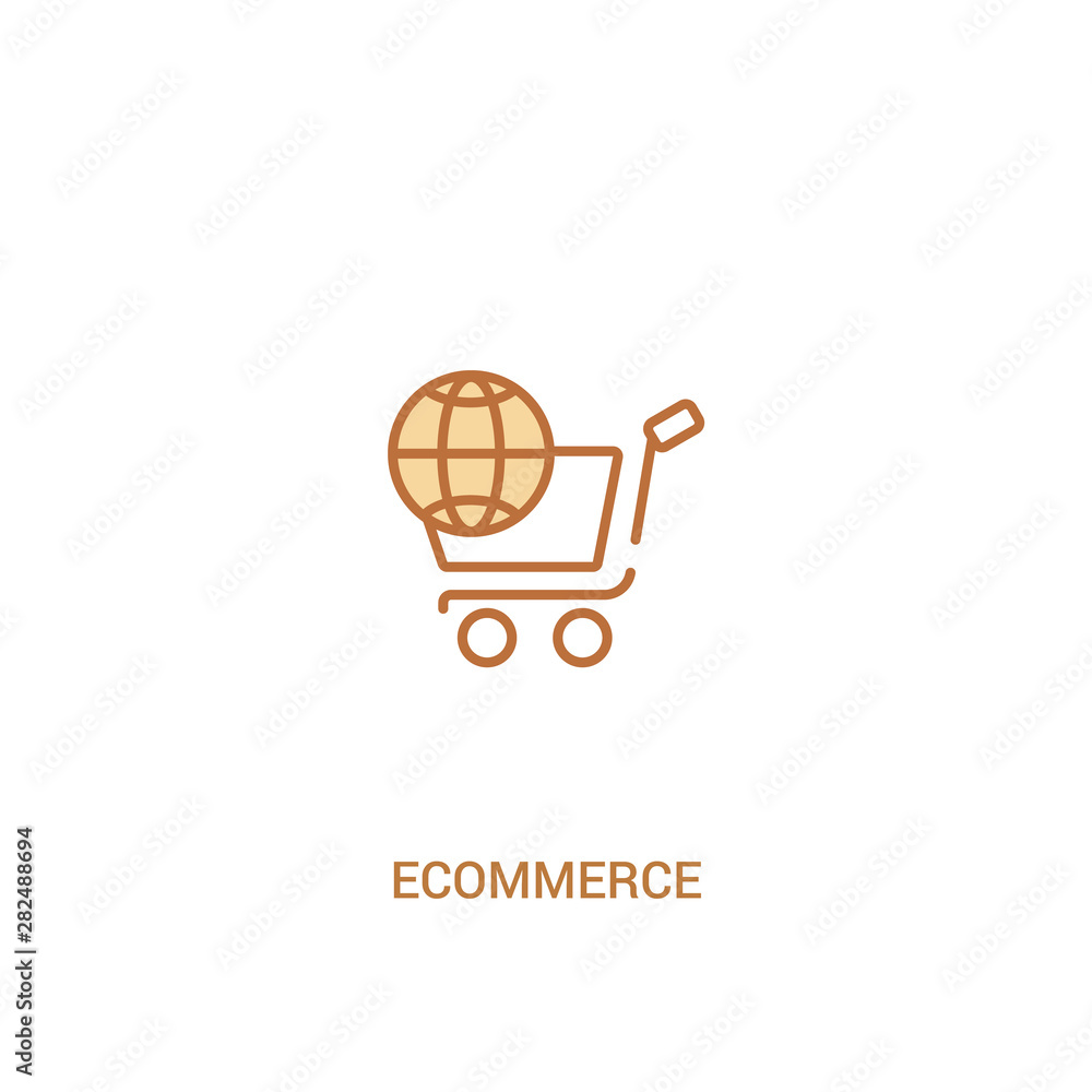 Poster ecommerce concept 2 colored icon. simple line element illustration. outline brown ecommerce symbol. 