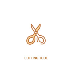 cutting tool concept 2 colored icon. simple line element illustration. outline brown cutting tool symbol. can be used for web and mobile ui/ux.