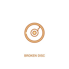 broken disc concept 2 colored icon. simple line element illustration. outline brown broken disc symbol. can be used for web and mobile ui/ux.