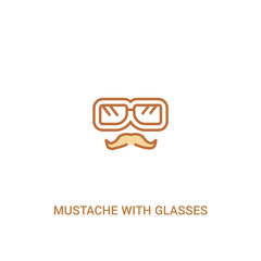 mustache with glasses concept 2 colored icon. simple line element illustration. outline brown mustache with glasses symbol. can be used for web and mobile ui/ux.