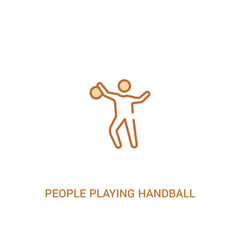 people playing handball concept 2 colored icon. simple line element illustration. outline brown people playing handball symbol. can be used for web and mobile ui/ux.