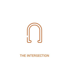 the intersection of concept 2 colored icon. simple line element illustration. outline brown the intersection of symbol. can be used for web and mobile ui/ux.