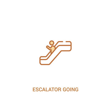 escalator going down concept 2 colored icon. simple line element illustration. outline brown escalator going down symbol. can be used for web and mobile ui/ux.