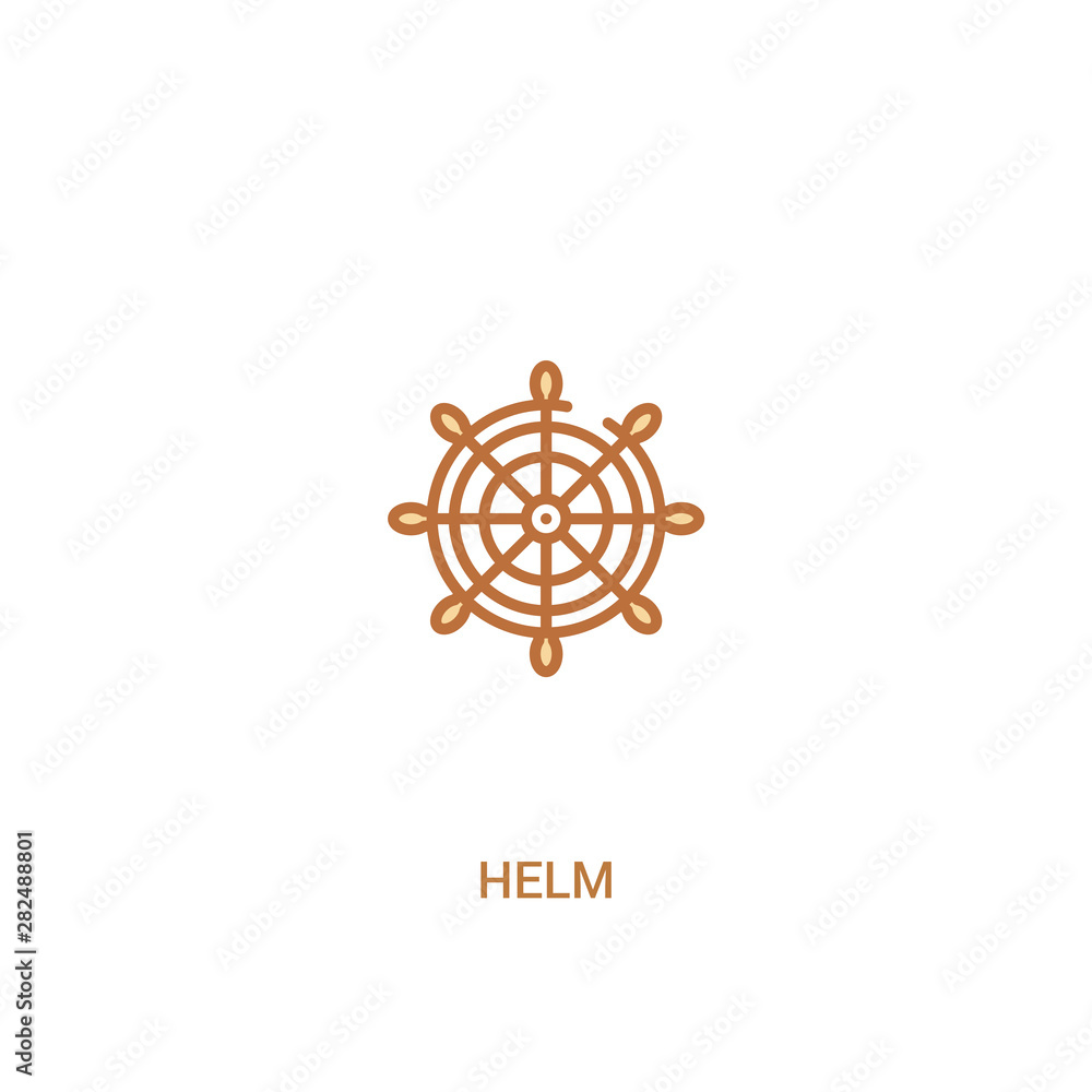Poster helm concept 2 colored icon. simple line element illustration. outline brown helm symbol. can be use