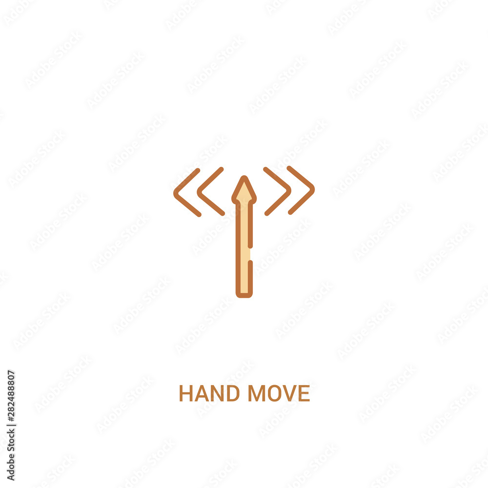 Poster hand move concept 2 colored icon. simple line element illustration. outline brown hand move symbol. 