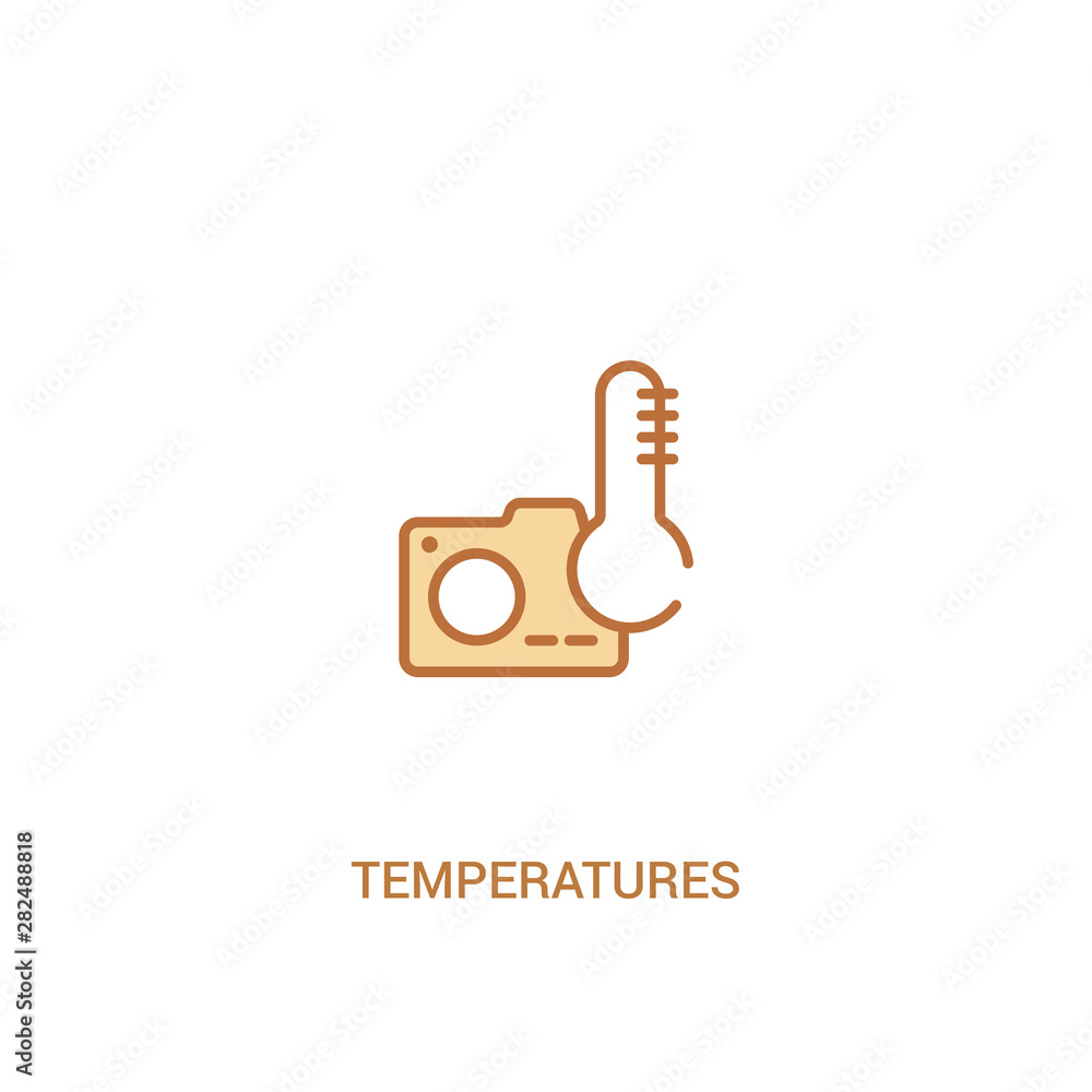 Aufkleber temperatures concept 2 colored icon. simple line element illustration. outline brown temperatures sy