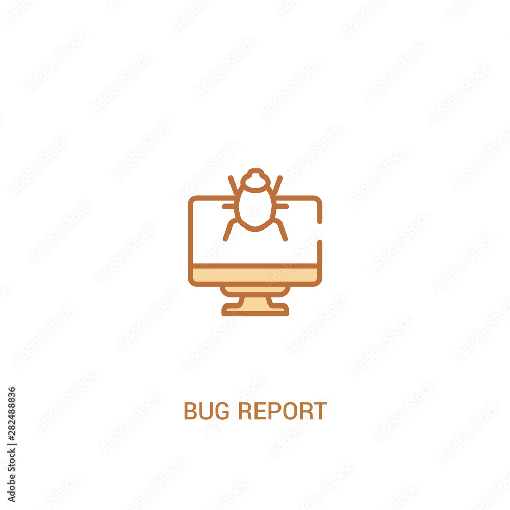 Poster bug report concept 2 colored icon. simple line element illustration. outline brown bug report symbol