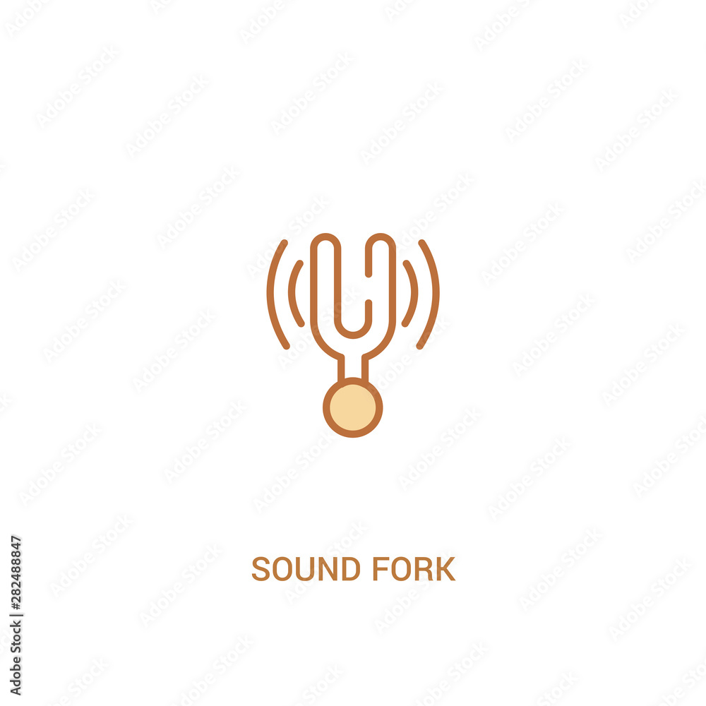 Poster sound fork concept 2 colored icon. simple line element illustration. outline brown sound fork symbol