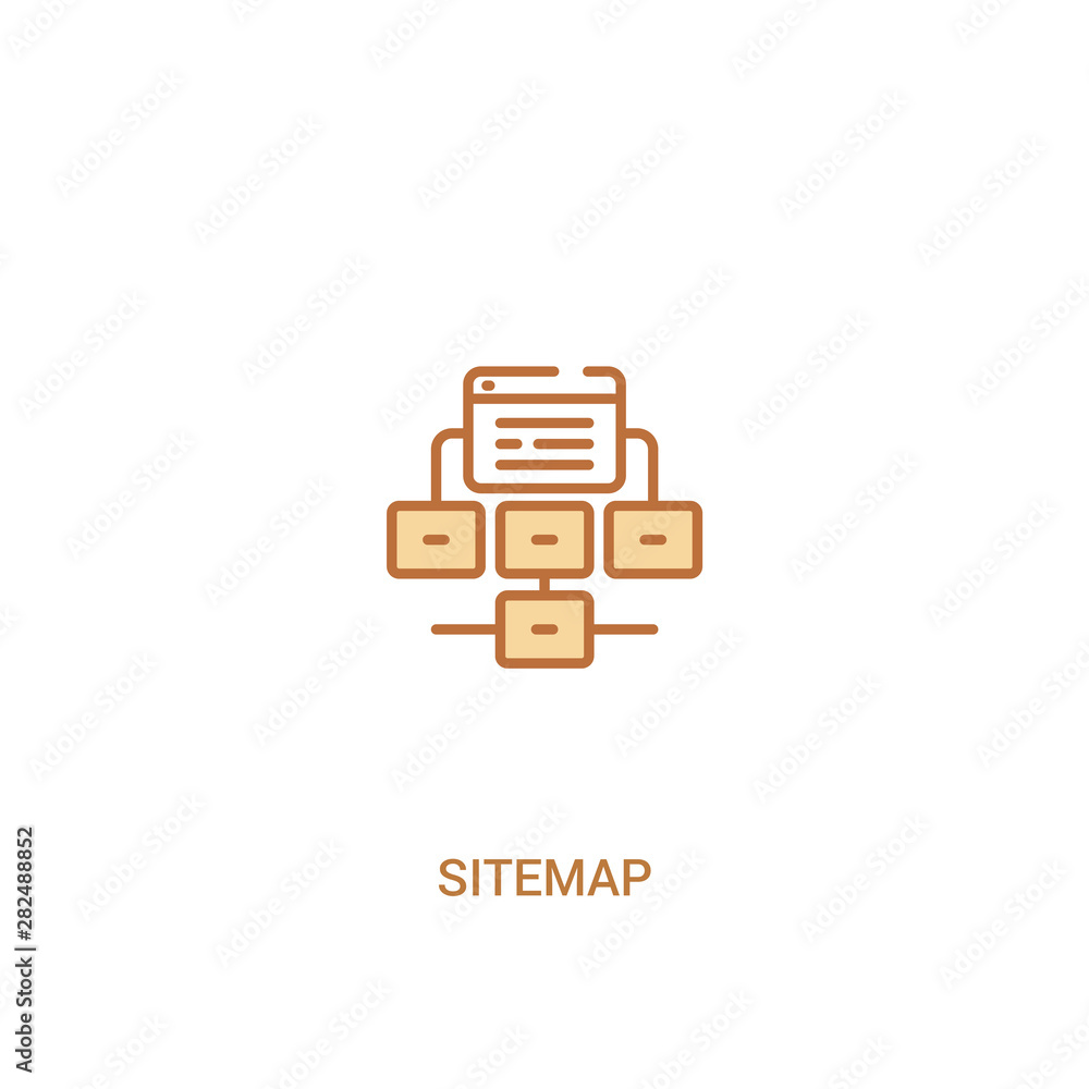 Poster sitemap concept 2 colored icon. simple line element illustration. outline brown sitemap symbol. can 