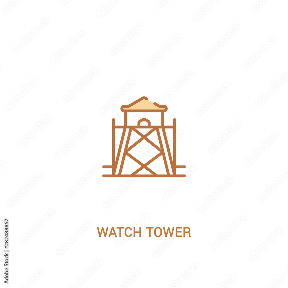 Poster watch tower concept 2 colored icon. simple line element illustration. outline brown watch tower symb
