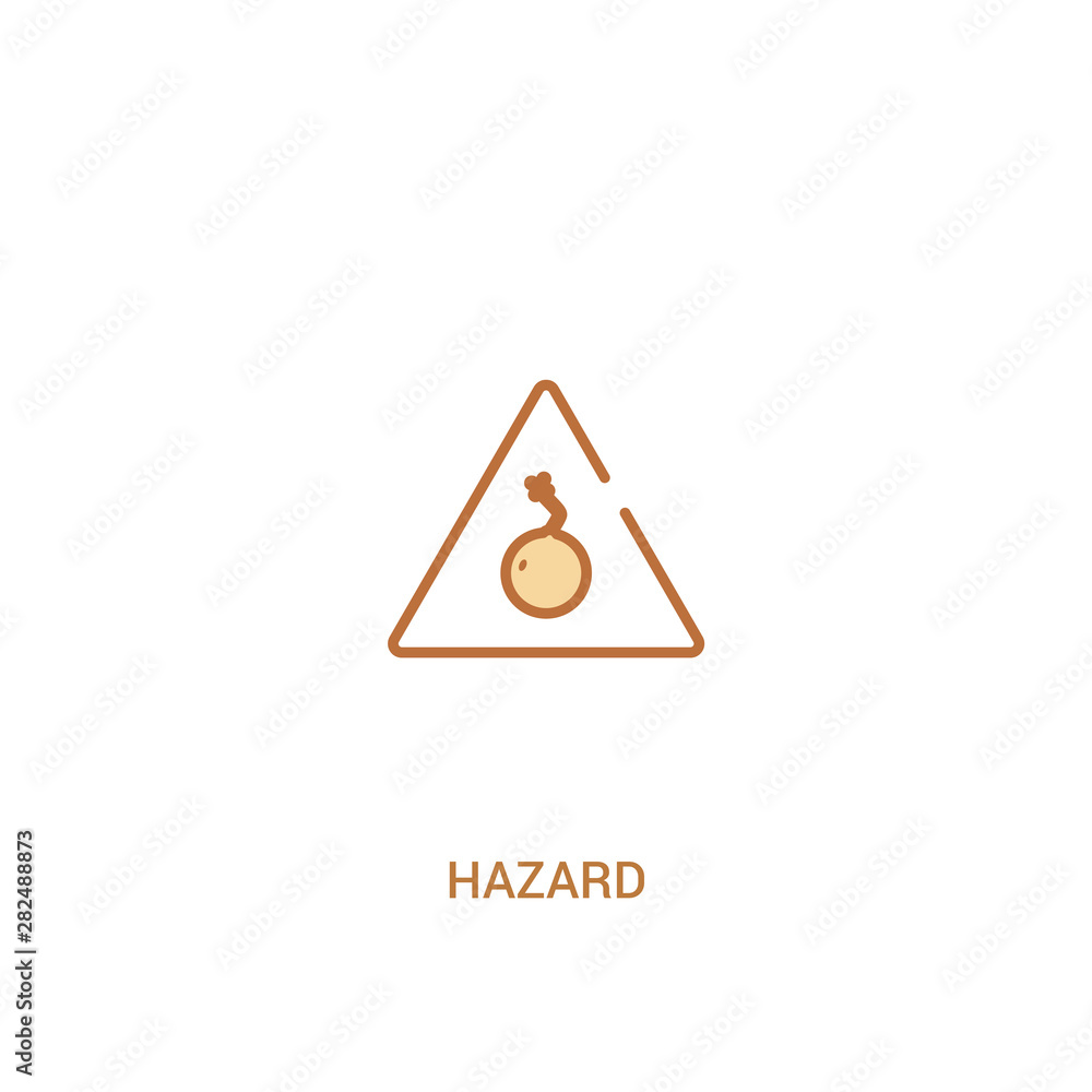 Poster hazard concept 2 colored icon. simple line element illustration. outline brown hazard symbol. can be