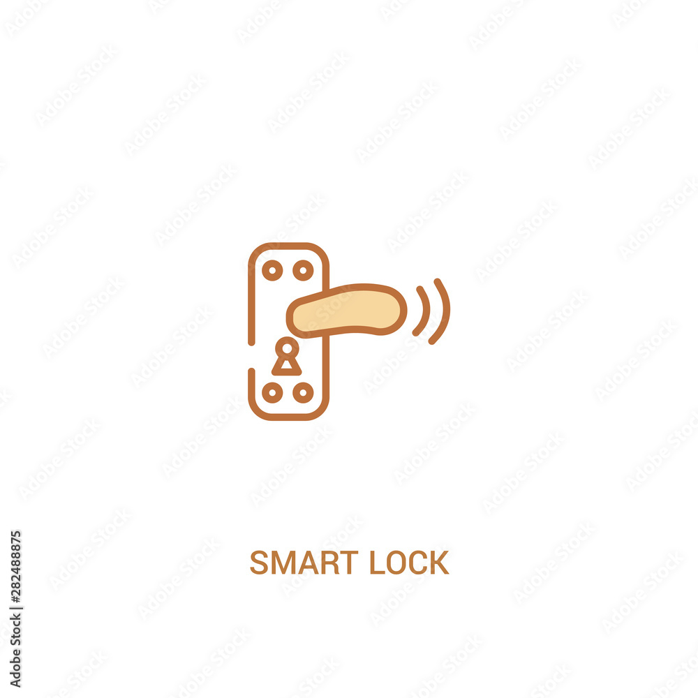 Poster smart lock concept 2 colored icon. simple line element illustration. outline brown smart lock symbol