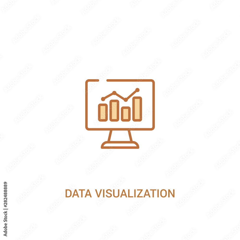 Poster data visualization concept 2 colored icon. simple line element illustration. outline brown data visu