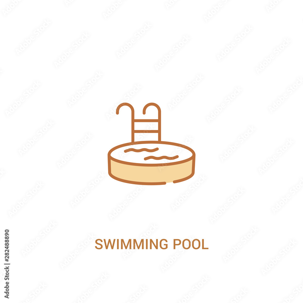 Poster swimming pool concept 2 colored icon. simple line element illustration. outline brown swimming pool 