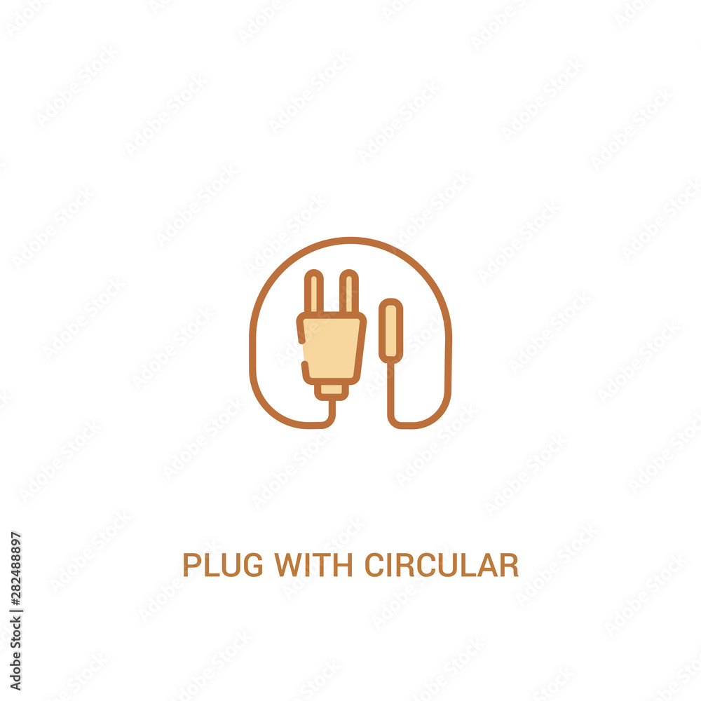Poster plug with circular cable concept 2 colored icon. simple line element illustration. outline brown plu
