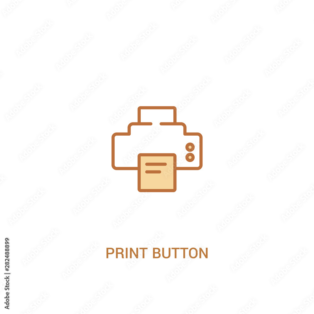 Poster print button concept 2 colored icon. simple line element illustration. outline brown print button sy