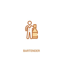 bartender concept 2 colored icon. simple line element illustration. outline brown bartender symbol. can be used for web and mobile ui/ux.