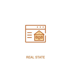 real state concept 2 colored icon. simple line element illustration. outline brown real state symbol. can be used for web and mobile ui/ux.