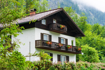 Traditional architecture in Salzkammergut, an Austrian region of lakes and Alpine ranges near Salzburg, Austria