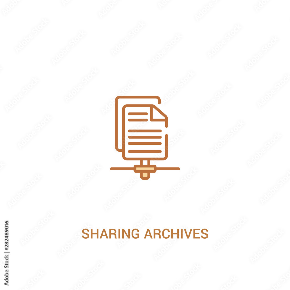 Poster sharing archives concept 2 colored icon. simple line element illustration. outline brown sharing arc
