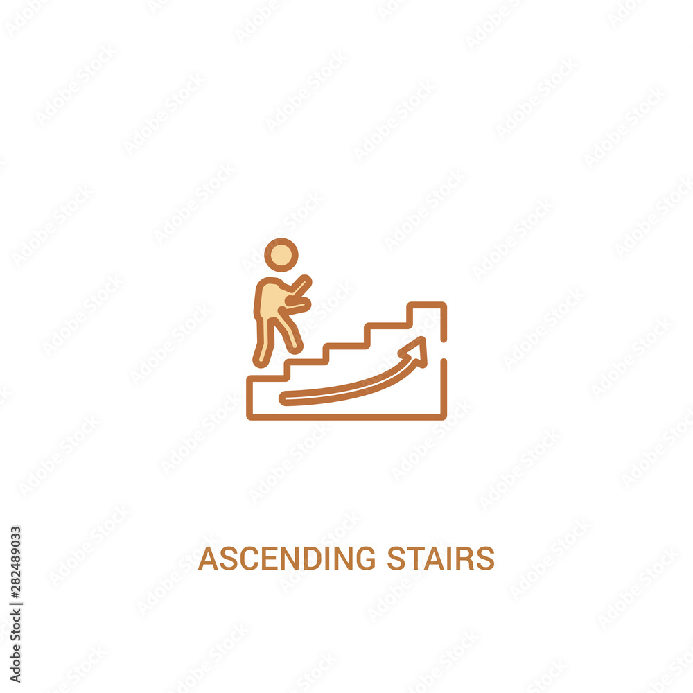 Aufkleber ascending stairs concept 2 colored icon. simple line element illustration. outline brown ascending s
