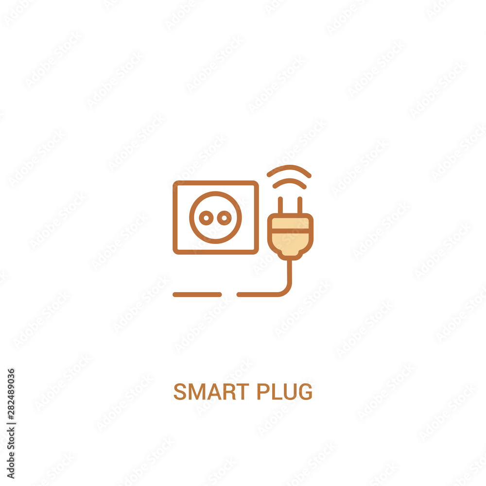 Poster smart plug concept 2 colored icon. simple line element illustration. outline brown smart plug symbol