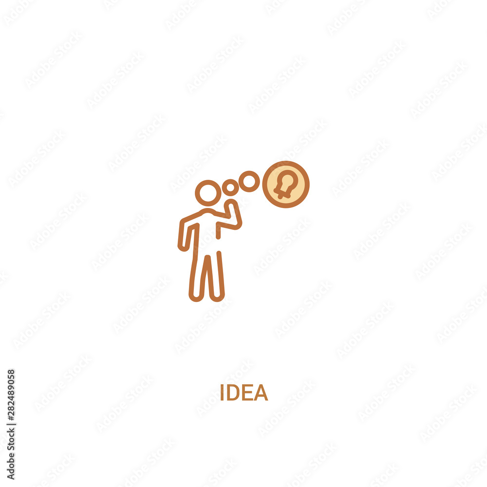 Poster idea concept 2 colored icon. simple line element illustration. outline brown idea symbol. can be use