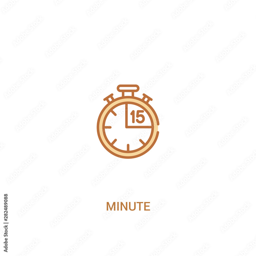 Aufkleber minute concept 2 colored icon. simple line element illustration. outline brown minute symbol. can be
