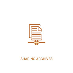 sharing archives concept 2 colored icon. simple line element illustration. outline brown sharing archives symbol. can be used for web and mobile ui/ux.