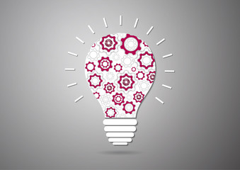 Light bulb inside gear. Strategy idea symbol icon. Logo design. Creative solutions concept.