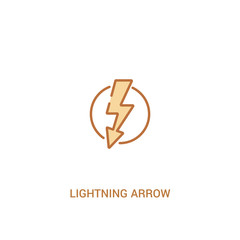 Obraz premium lightning arrow concept 2 colored icon. simple line element illustration. outline brown lightning arrow symbol. can be used for web and mobile ui/ux.