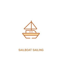 sailboat sailing concept 2 colored icon. simple line element illustration. outline brown sailboat sailing symbol. can be used for web and mobile ui/ux.