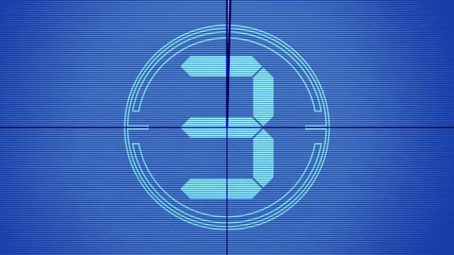 Digital futuristic film countdown leader