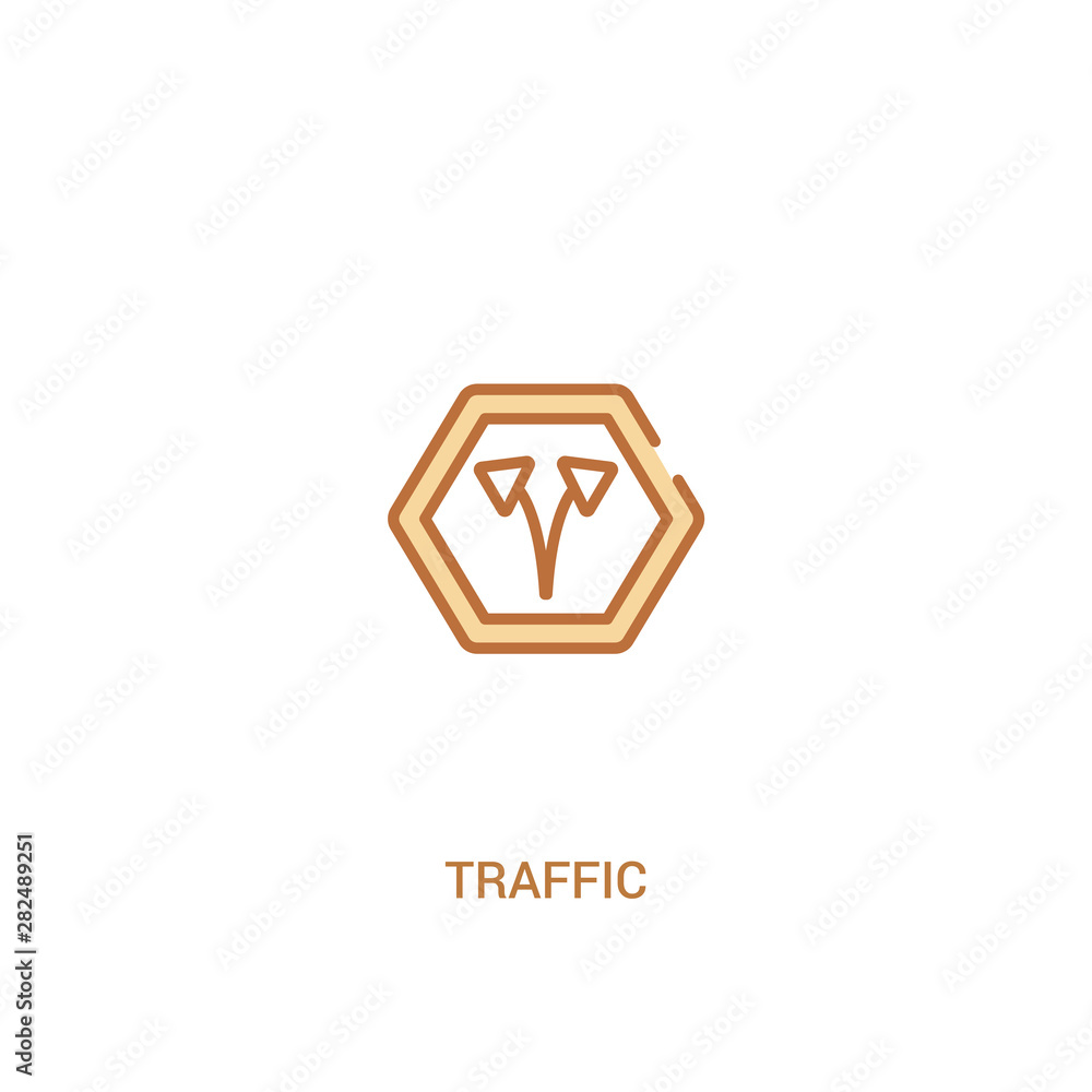 Poster traffic concept 2 colored icon. simple line element illustration. outline brown traffic symbol. can 