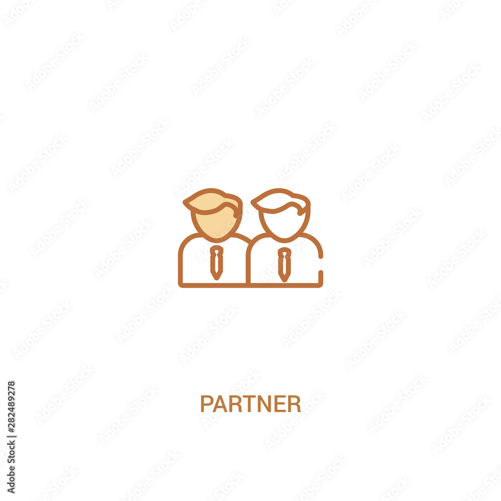 Poster partner concept 2 colored icon. simple line element illustration. outline brown partner symbol. can 