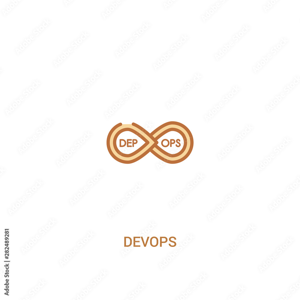 Poster devops concept 2 colored icon. simple line element illustration. outline brown devops symbol. can be
