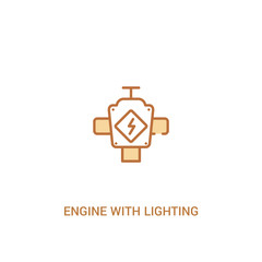engine with lighting bolt concept 2 colored icon. simple line element illustration. outline brown engine with lighting bolt symbol. can be used for web and mobile ui/ux.