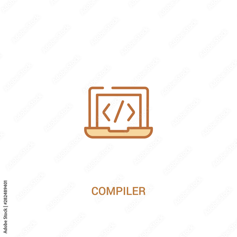 Poster compiler concept 2 colored icon. simple line element illustration. outline brown compiler symbol. ca