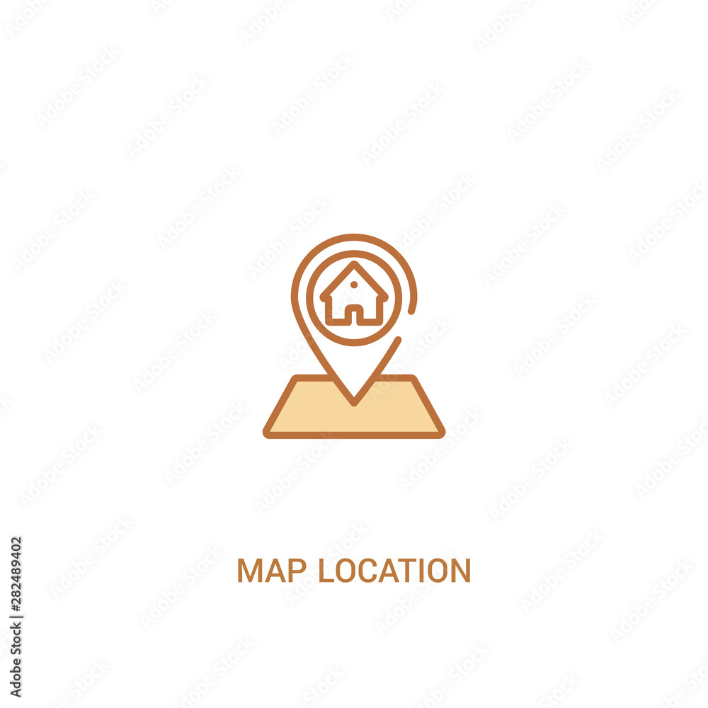 Poster map location concept 2 colored icon. simple line element illustration. outline brown map location sy