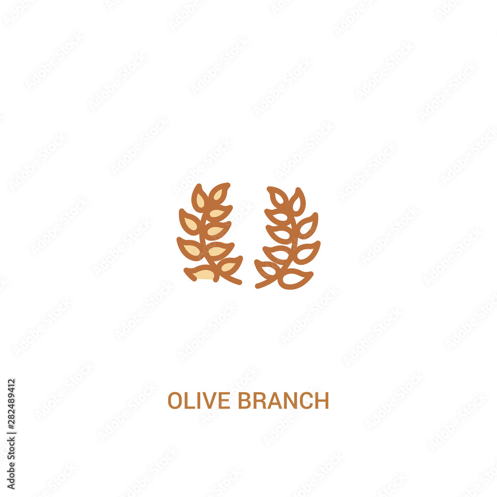 Poster olive branch concept 2 colored icon. simple line element illustration. outline brown olive branch sy