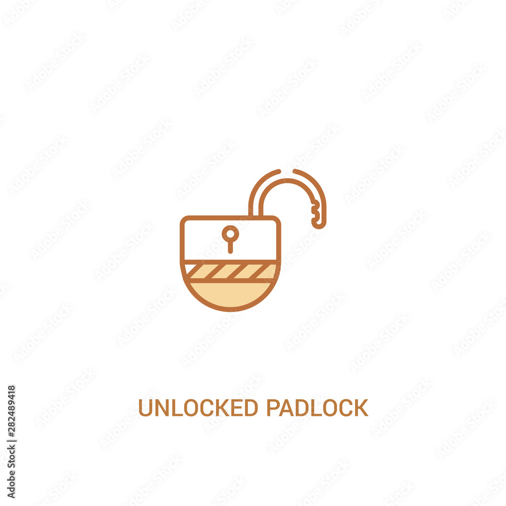 Aufkleber unlocked padlock concept 2 colored icon. simple line element illustration. outline brown unlocked pa