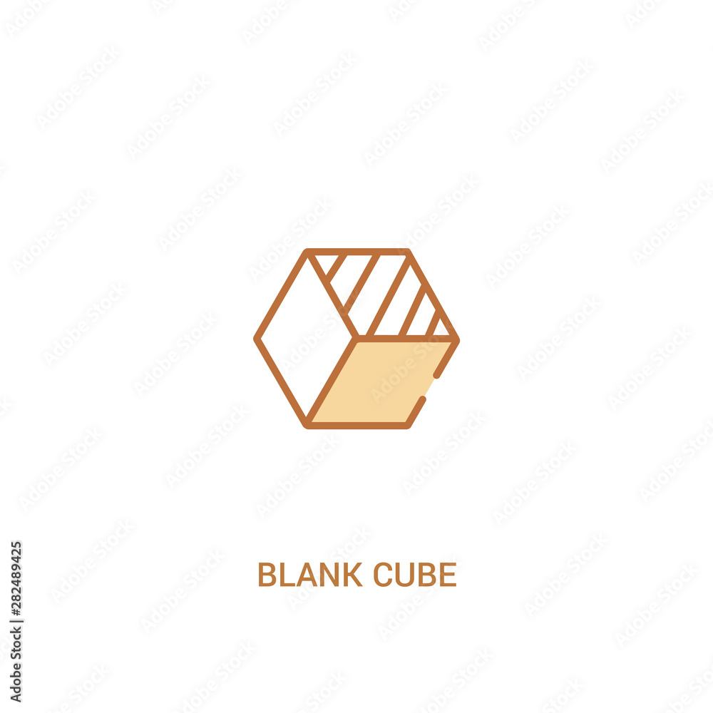 Poster blank cube concept 2 colored icon. simple line element illustration. outline brown blank cube symbol