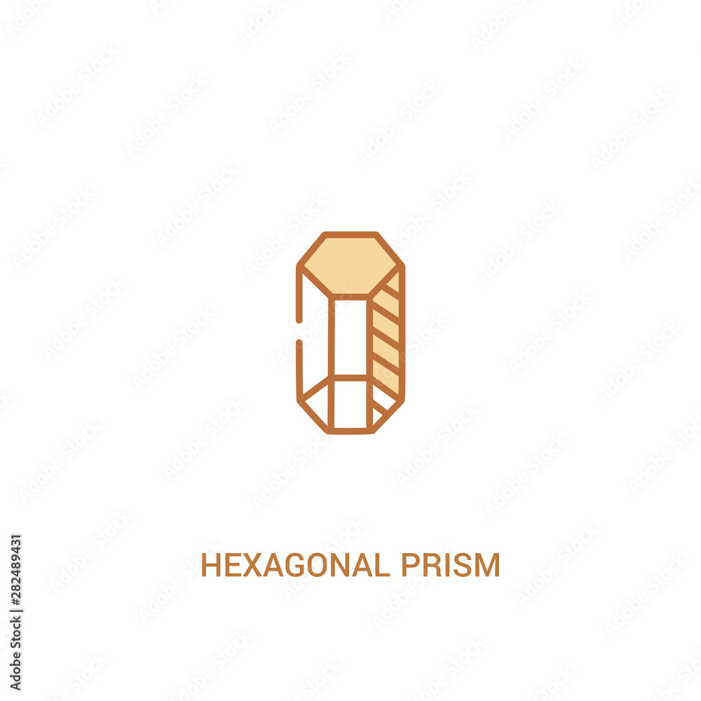 Poster hexagonal prism concept 2 colored icon. simple line element illustration. outline brown hexagonal pr