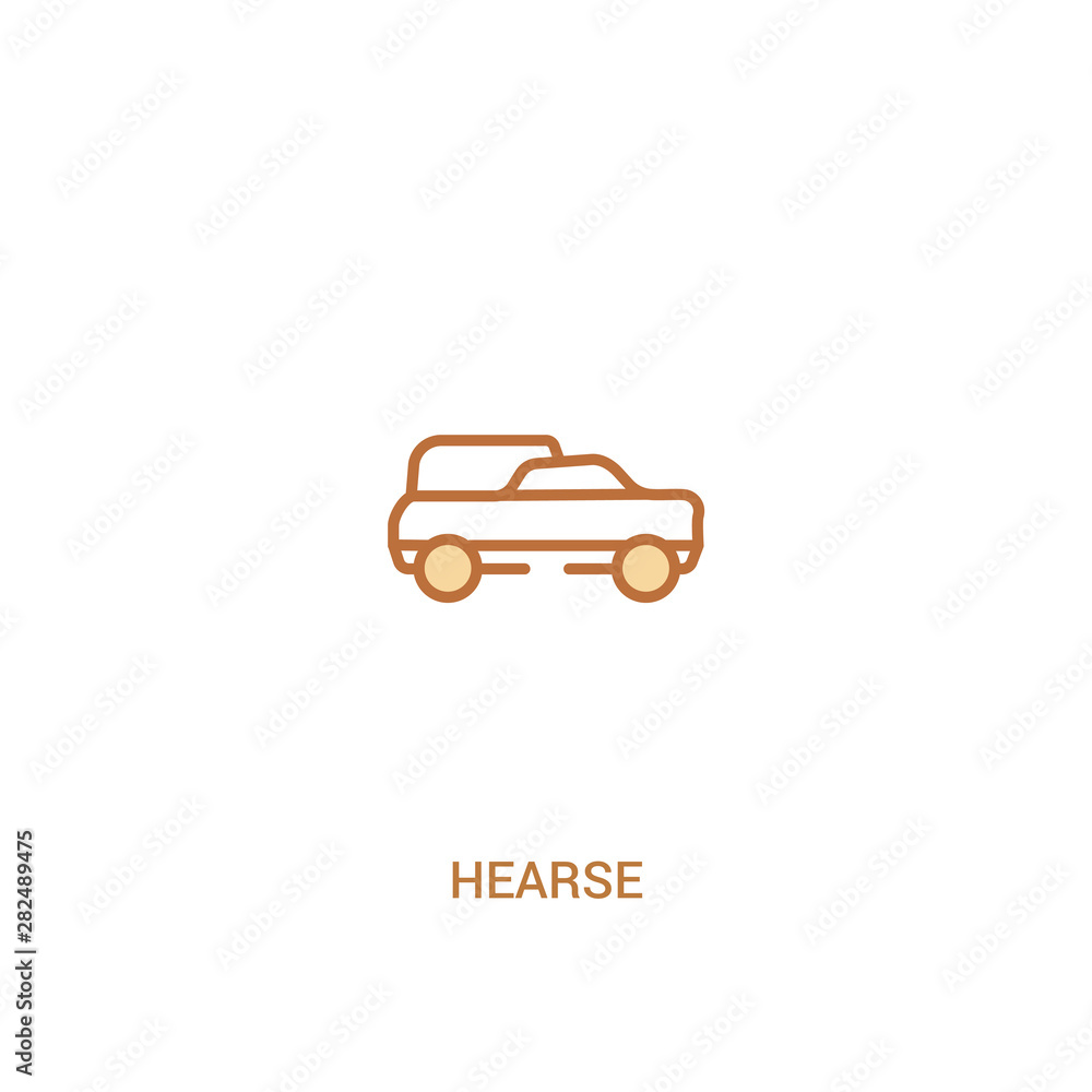 Poster hearse concept 2 colored icon. simple line element illustration. outline brown hearse symbol. can be