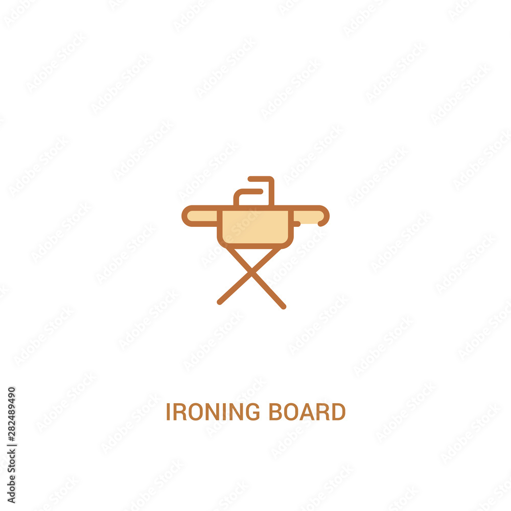 Poster ironing board concept 2 colored icon. simple line element illustration. outline brown ironing board 