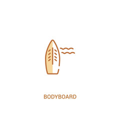 bodyboard concept 2 colored icon. simple line element illustration. outline brown bodyboard symbol. can be used for web and mobile ui/ux.