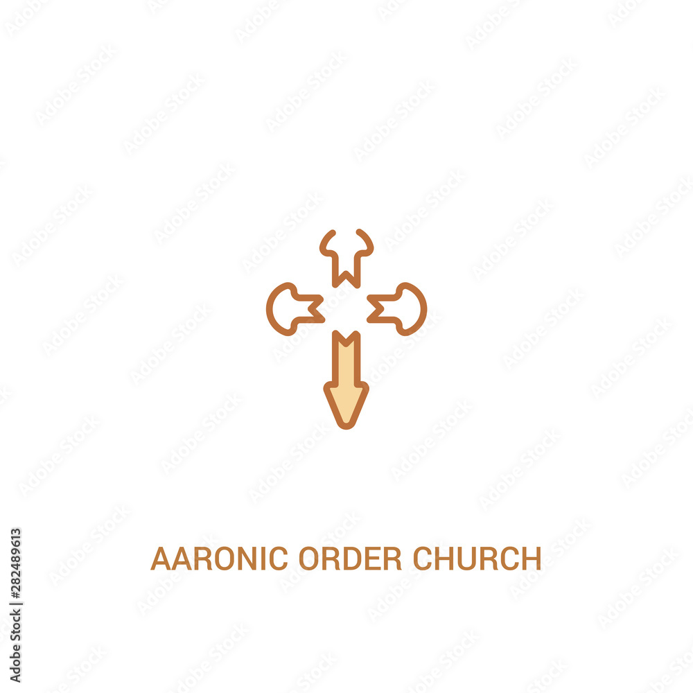 Poster aaronic order church concept 2 colored icon. simple line element illustration. outline brown aaronic