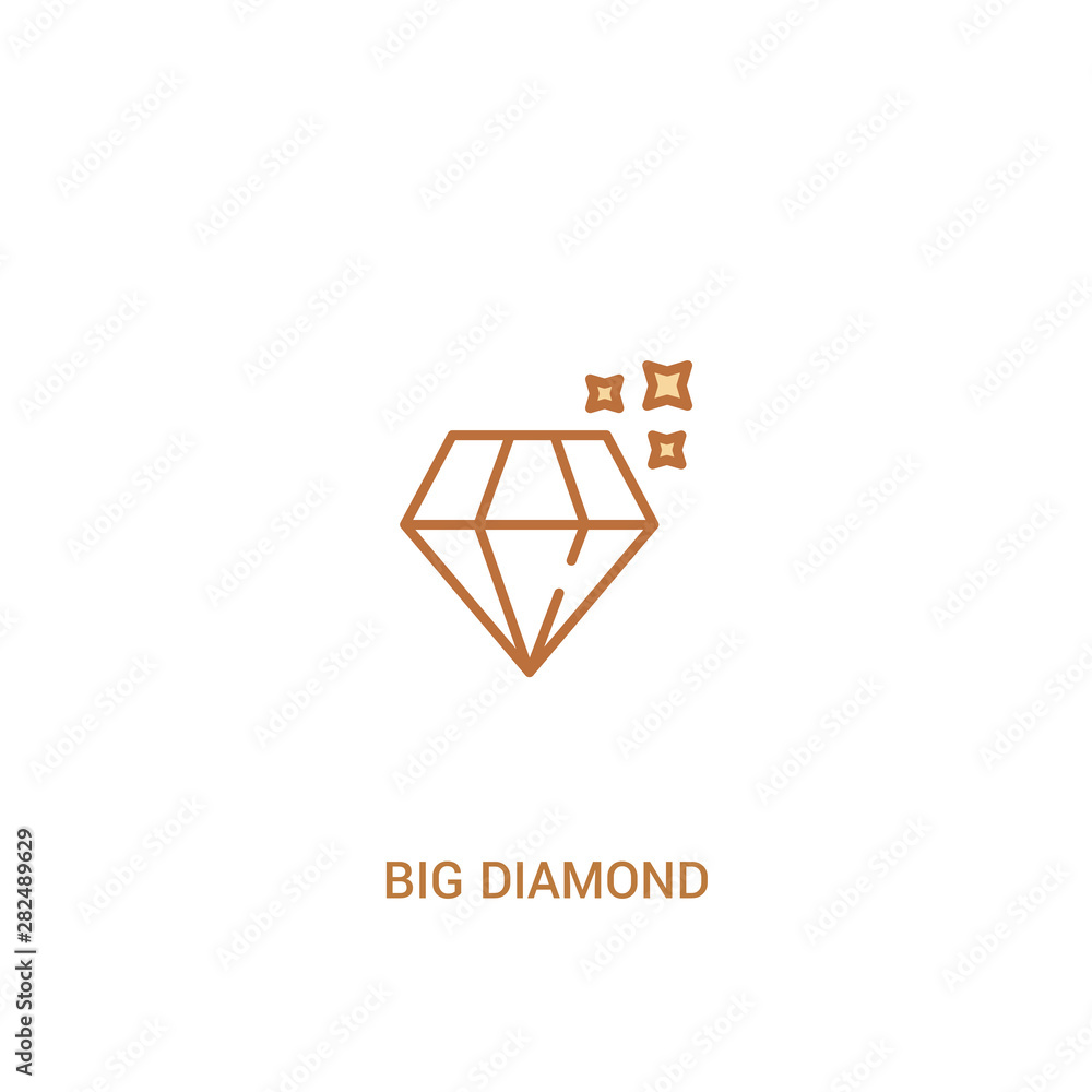 Poster big diamond concept 2 colored icon. simple line element illustration. outline brown big diamond symb