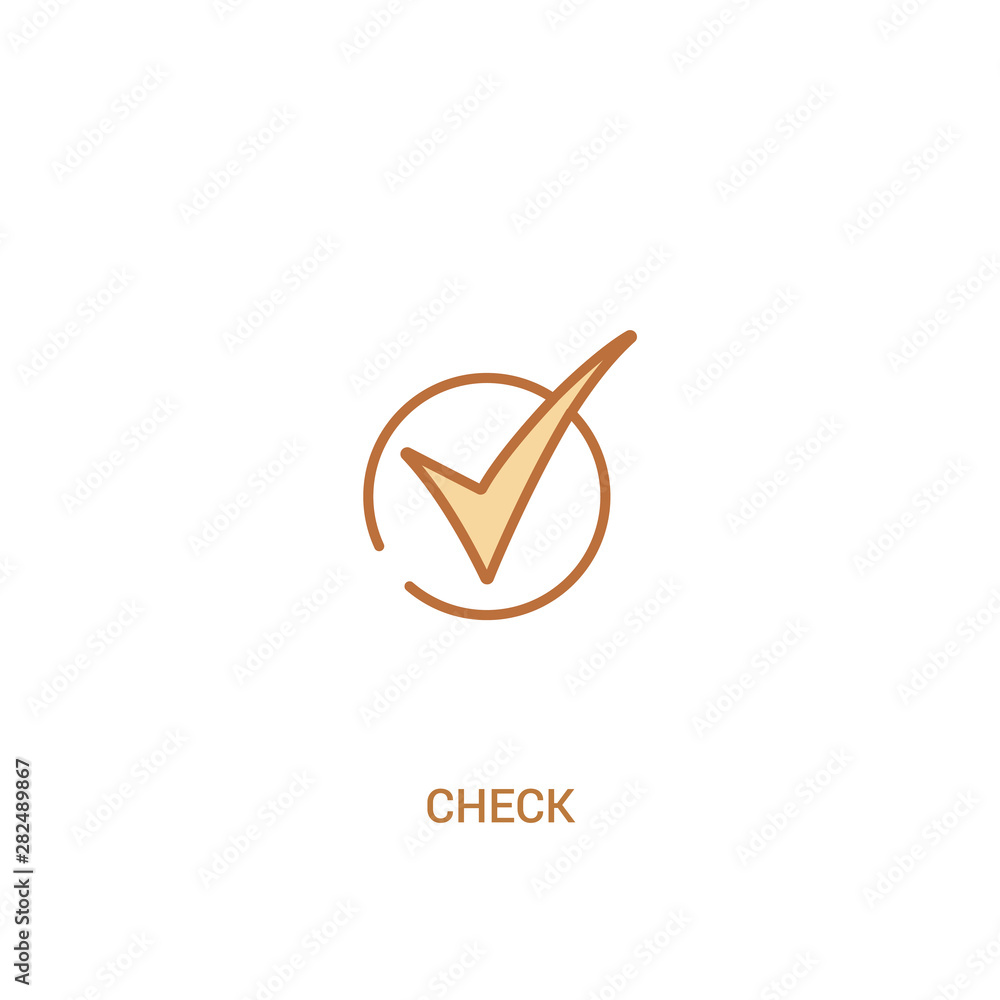 Poster check concept 2 colored icon. simple line element illustration. outline brown check symbol. can be u
