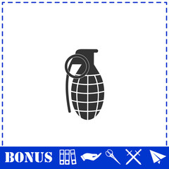 Fototapeta premium Hand grenade icon flat